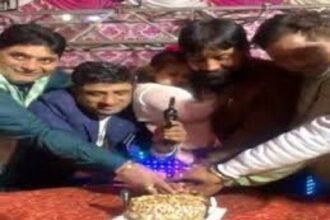 बर्थडे केक पिस्टल से काटा फिर अंधाधुंध फायरिंग कर मनाया जश्न वीडियो वायरल